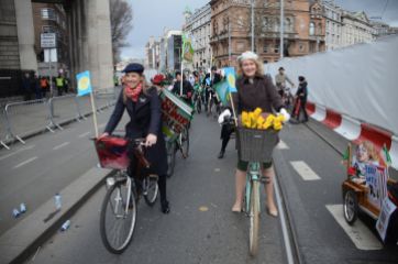 Joyce-Cycle Countys Girls on the tram lines